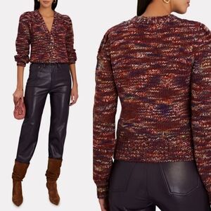 Veronica Beard  BurgundyAmosa Puff-Sleeve Knit Cardigan Worn On Will Trent S1 E3